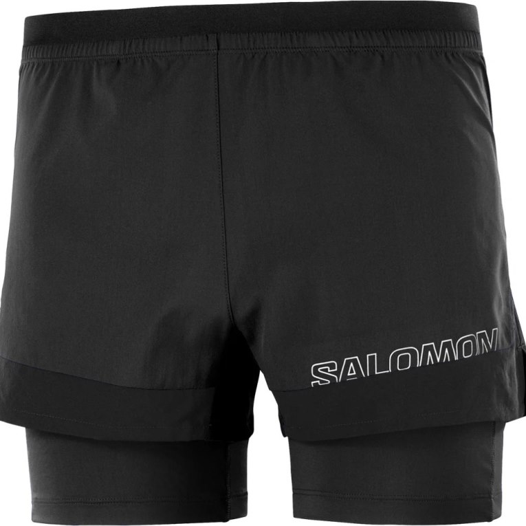 Black Salomon Cross 2in1 Men's Shorts | PH 81026Q